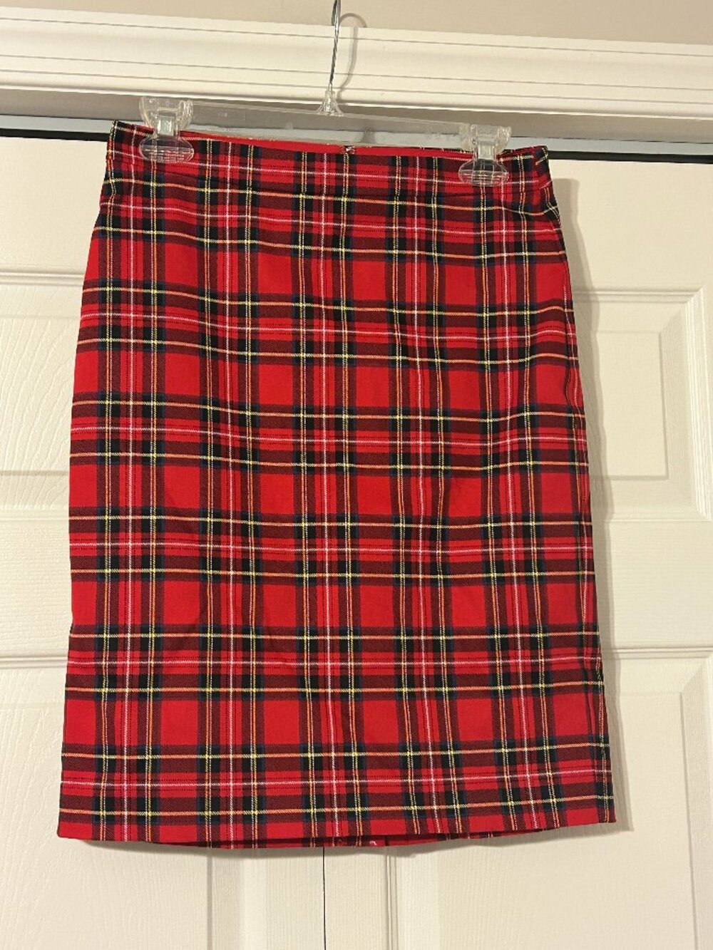 J. Crew Sz 2 Red Tartan Plaid Pencil Skirt